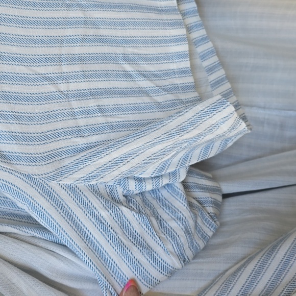 Torrid Tea length Rayon Slub Ruffle Top Skirt Set Sunday Stripe Cloud Dancer - Picture 9 of 14